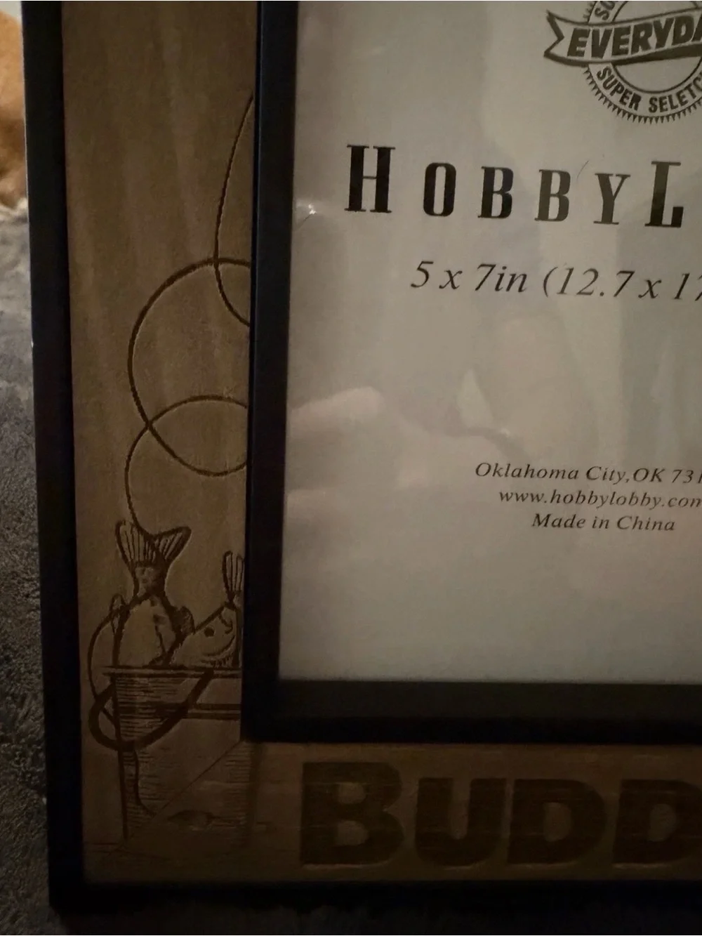 Hobby Lobby Brown Fishing-Themed Wooden Photo Frame
